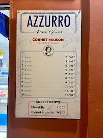 AZZURRO Artisan Glacier à Nice menu