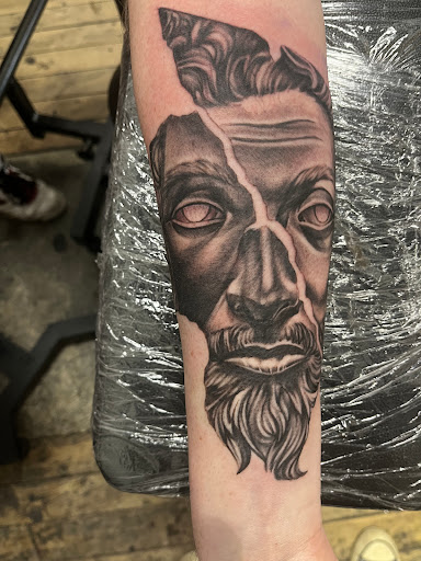 Explore outside arm tattoo ideas, creative tattoo ideas in Peru, available at Irezumi Tattoo Parlor