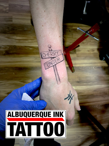 Explore stitching tattoo ideas, creative tattoo ideas in Albuquerque, available at Albuquerque Ink tattoo College Plaza