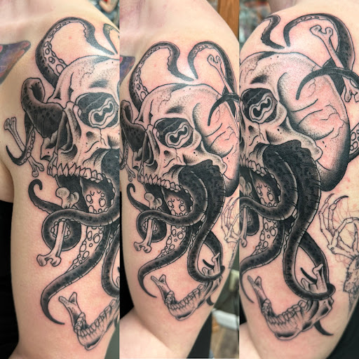 Explore dog tag tattoo ideas, creative tattoo ideas in Vincennes, available at Silver Owl Tattoo