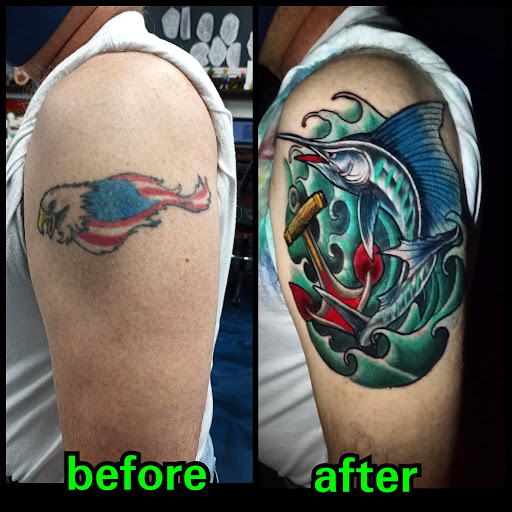 Explore monkey tattoo ideas, creative tattoo ideas in Buford, available at Inked Arts Tattoo Studio
