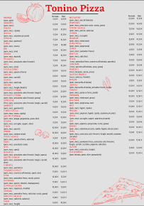 Menu / carte de Pizzeria per Asporto Tonino Pizza di Amatruda Antonio à Treviso