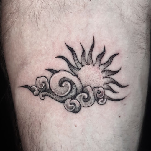 Explore male thigh tattoo ideas, creative tattoo ideas in Baltimore, available at Studio 7 Tattoo and Art Gallery