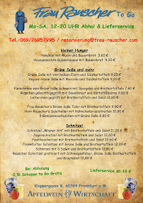 Menu du Apfelweinwirtschaft Frau Rauscher à Frankfurt