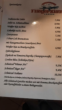Restaurant Fliegerklause à Coburg (le menu)