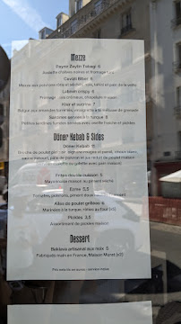 Restaurant MEHMET à Paris (la carte)
