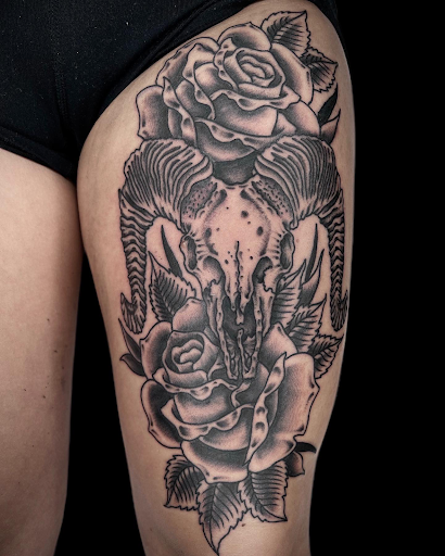 Explore moon tattoo ideas for men, creative tattoo ideas in Johnson City, available at Gold Cross Tattoo Co.