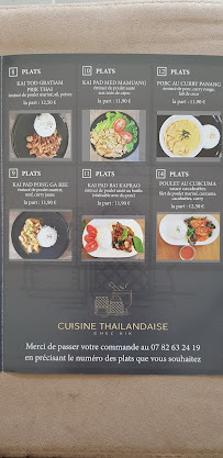 Restaurant thaï CHEZ KIK cuisine Thaïlandaise à Challans (la carte)
