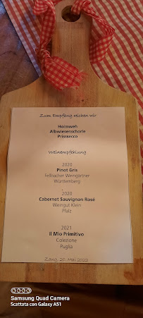 Menu / carte de Widmann's Kerbenhofhütte à Königsbronn