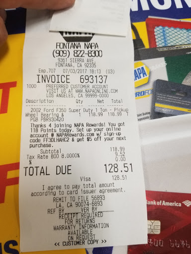 Auto Parts Store «NAPA Auto Parts - Genuine Parts Company», reviews and photos, 9361 Sierra Ave, Fontana, CA 92335, USA