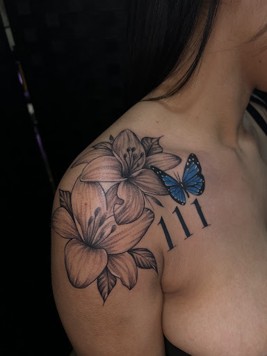 Explore neck tattoo filler ideas, creative tattoo ideas in Woodhaven, available at 94 Ink Tattoos