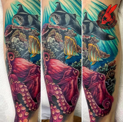 Explore tattoo sleeve ideas flowers, creative tattoo ideas in North Berwick, available at Skull and Snake Tattoo Studio Art Gallery