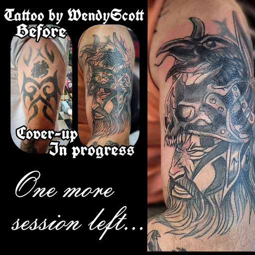 Explore tattoo ideas for your legs, creative tattoo ideas in Lees Summit, available at The Cherry Bomb Tattoo Co.