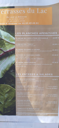Restaurant Les Terrasses du Lac Sandaya à Vielle-Saint-Girons (le menu)