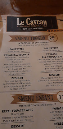 Le Caveau à DOUE LA FONTAINE menu