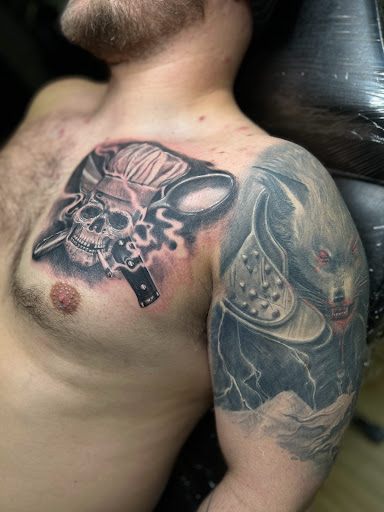 Explore womens chest tattoo ideas, creative tattoo ideas in Astoria, available at Xolotl Tattoo Gallery