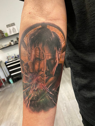 Explore mens face tattoos ideas, creative tattoo ideas in Tucson, available at Out West Tattoo