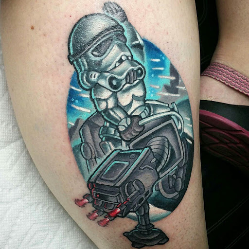 Explore leg sleeve tattoo ideas for men, creative tattoo ideas in Arlington, available at Urbans Tattoo & Piercing Studio