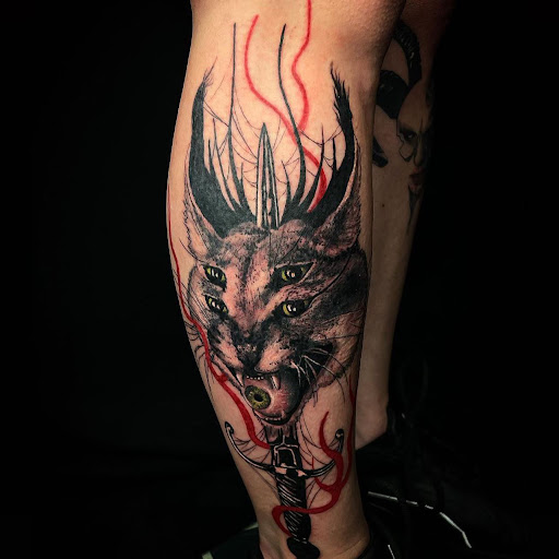 Explore leg cover up tattoo ideas, creative tattoo ideas in Marietta, available at The Queen Bee Tattoo and Piercing Parlour