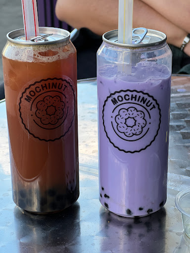 Peach black tea boba light on the syrup and ube with boba 🧋 $4.50 per drink Jan 2023