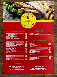 Menu / carte de Au roi de la frite snack Kaya à Audun-le-Tiche