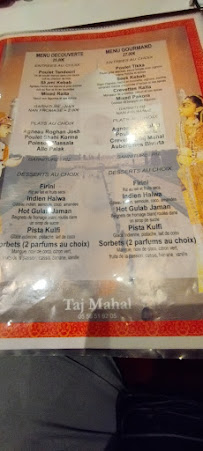 Restaurant Indien Taj mahal à Bordeaux menu
