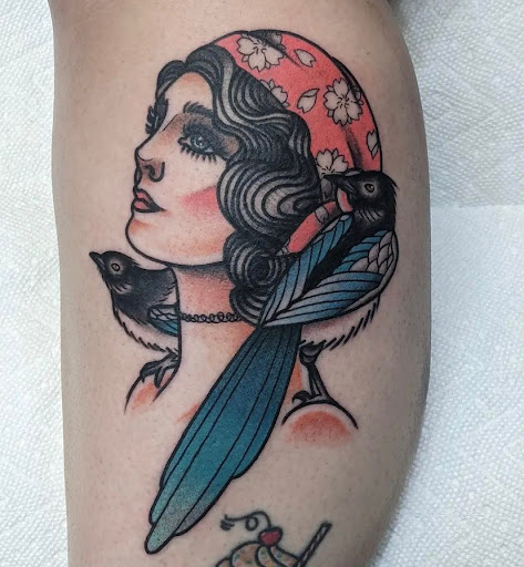 Explore sideburn tattoo ideas, creative tattoo ideas in Glenside, available at Yellow Rose Tattoo