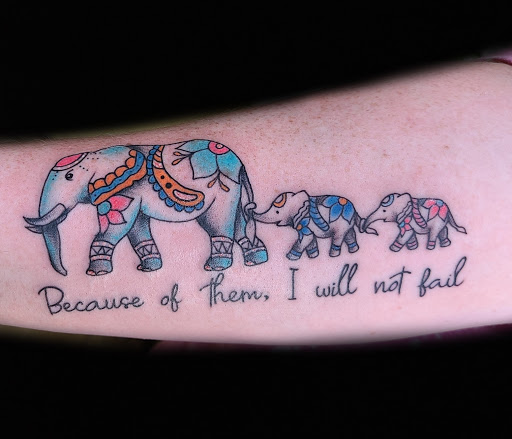 Explore lady justice tattoo ideas, creative tattoo ideas in Seymour, available at Popseys Electric Tattooing Co.