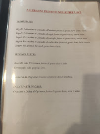 Carte du Trattoria la Collinetta à Altavilla Vicentina