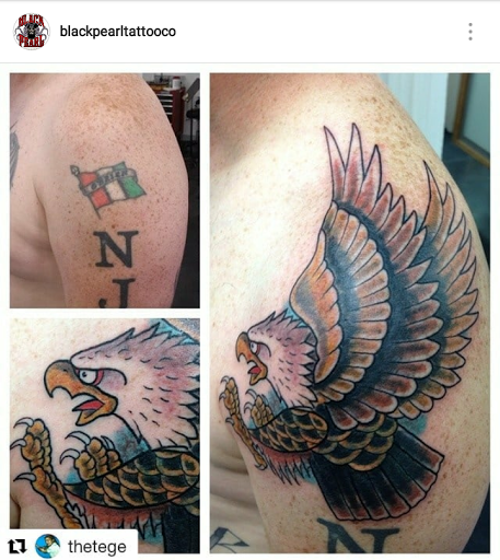 Explore mens chest tattoos ideas, creative tattoo ideas in Clayton, available at Black Pearl Tattoo Company