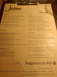 Jaime Bistronomie à Montpellier menu