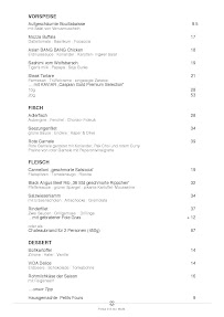 Restaurant Vida à Dortmund (le menu)