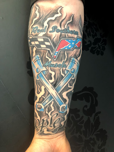 Explore knee tattoo ideas, creative tattoo ideas in Sanford, available at Hudson & Company Tattoo Studio