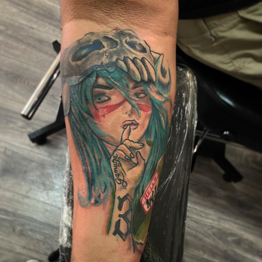 Explore skull rose tattoo ideas, creative tattoo ideas in El Paso, available at Dead Hamster Tattoo