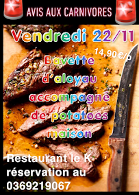 Restaurant Le K à Mulhouse menu