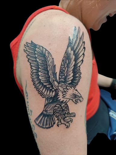 Explore purple heart tattoo ideas, creative tattoo ideas in Crystal City, available at Meraki Tattoo and Piercing