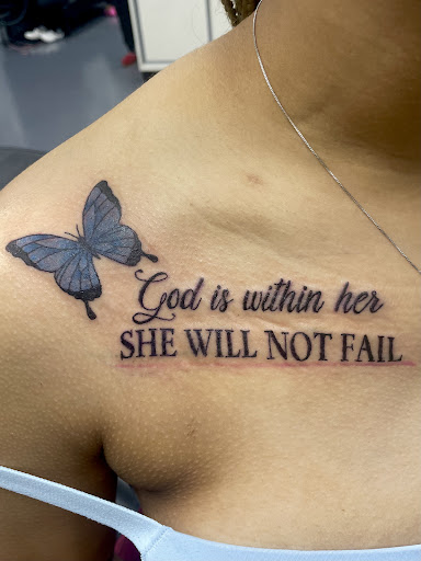 Explore good neck tattoo ideas, creative tattoo ideas in Meridian, available at Creative Pain Tattoo Studio
