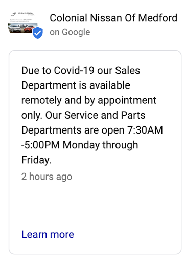 Nissan Dealer «Colonial Nissan Of Medford», reviews and photos, 104 Mystic Ave, Medford, MA 02155, USA