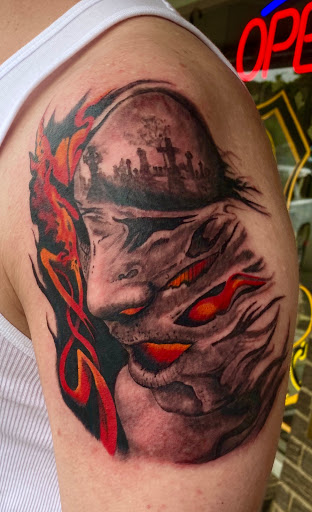 Explore volcano tattoo ideas, creative tattoo ideas in Durango, available at Heathen Tattoo