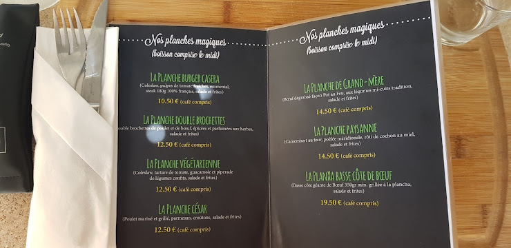 menu du Restaurant de grillades à la française La Planxa à Nice