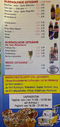 Restaurant de döner kebab Keklik Imbiss à Lenzkirch (la carte)