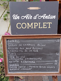 Menu / carte de Un air d’antan à Chinon