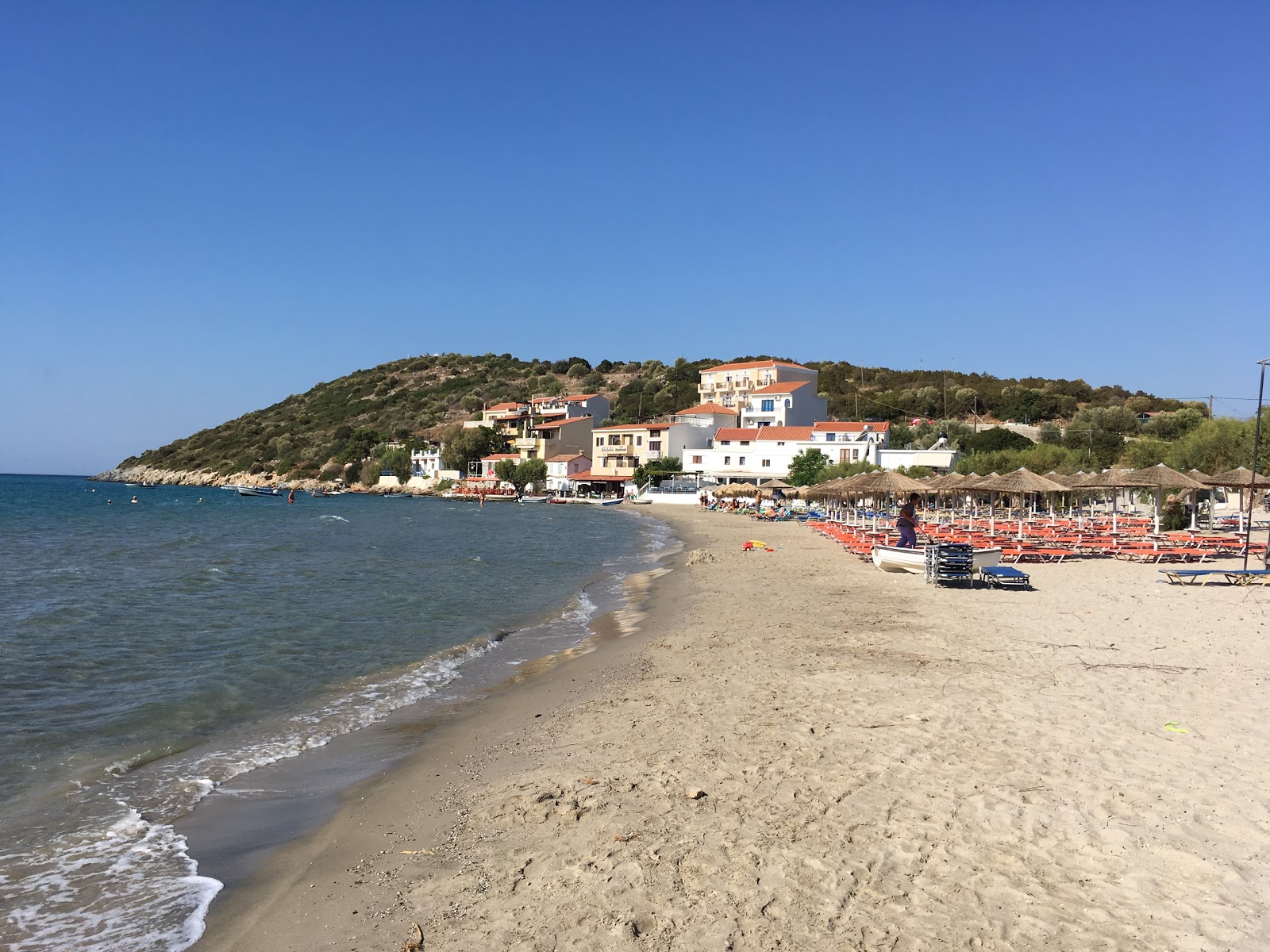 Foto van Psili Ammos beach en de nederzetting