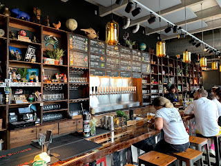 Brewing tanks in a taproom