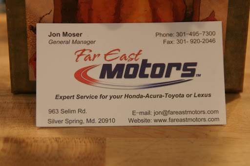 Auto Repair Shop «Far East Motors Service Center», reviews and photos, 963 Selim Rd, Silver Spring, MD 20910, USA
