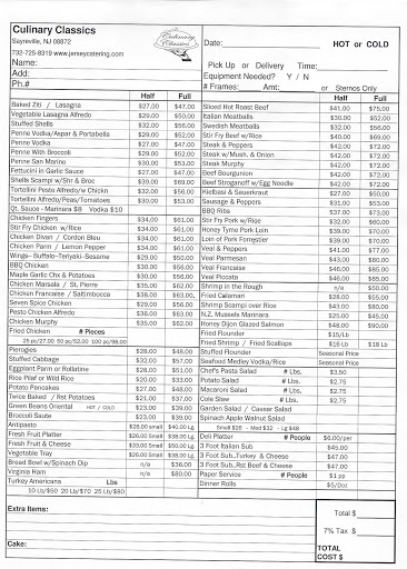 Caterer «Culinary Classics Catering», reviews and photos, 365 Main St, Sayreville, NJ 08872, USA