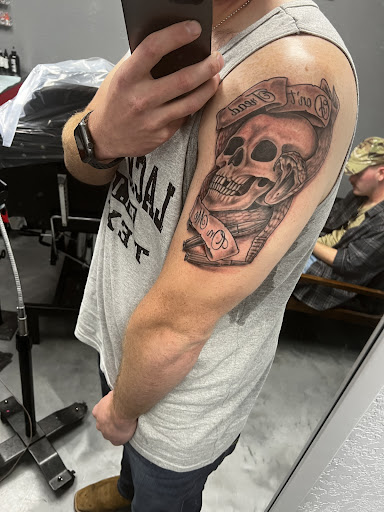 Explore above the knee tattoo ideas, creative tattoo ideas in San Antonio, available at Twisted Tattoo