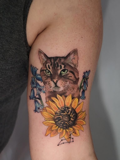 Explore mens chest tattoo ideas, creative tattoo ideas in Kansas City, available at Golden Stag Tattoo and Gallery