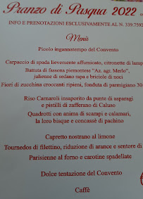 Carte du Ristorante Antico Convento à San Martino Canavese