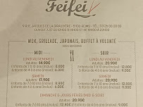 Menu / carte de Restaurant Asiatique Feifei à Reims